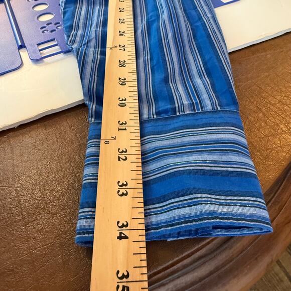 Wrangler Women’s 2XL Western Pearl Snap Shirt Blue Striped Metallic - Picture 7 of 8